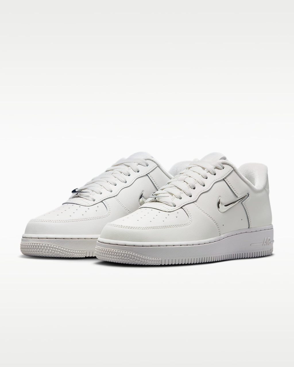 Nike Air Force 1 '07 Sail Metallic Silver Mini Swoosh Sneakers