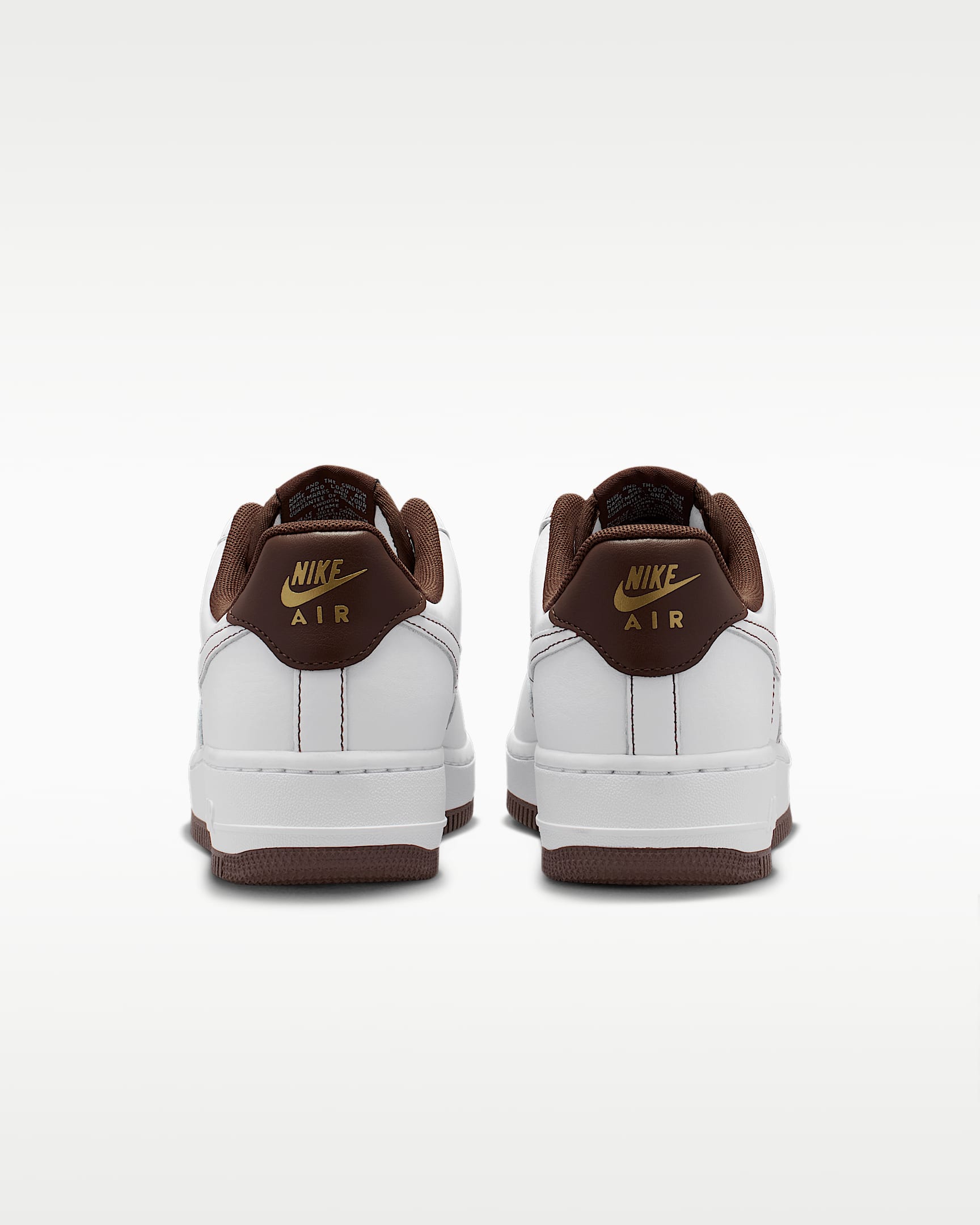 Nike Air Force 1 '07 White Brown Mini Gold Swoosh Sneakers