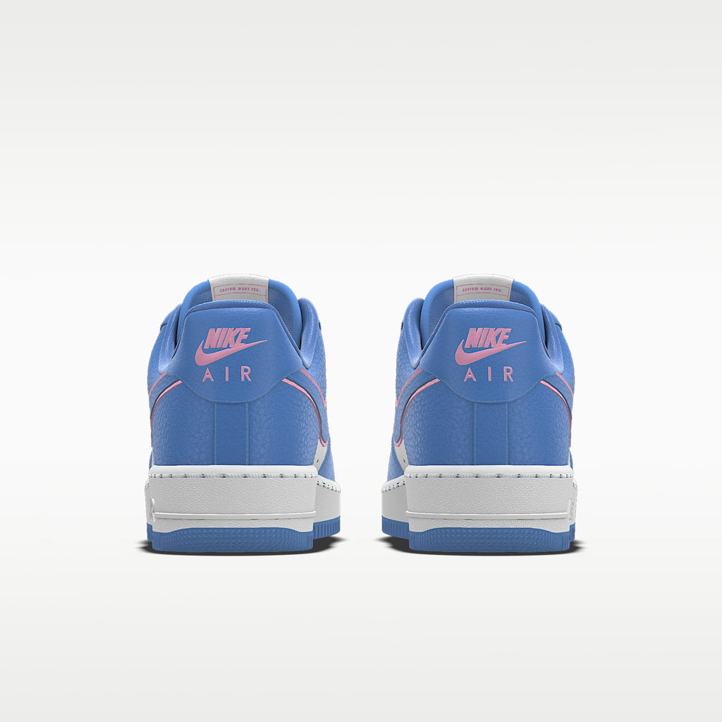 Nike Air Force 1 '07 Light Blue White Pink Outline Color-Block Sneakers