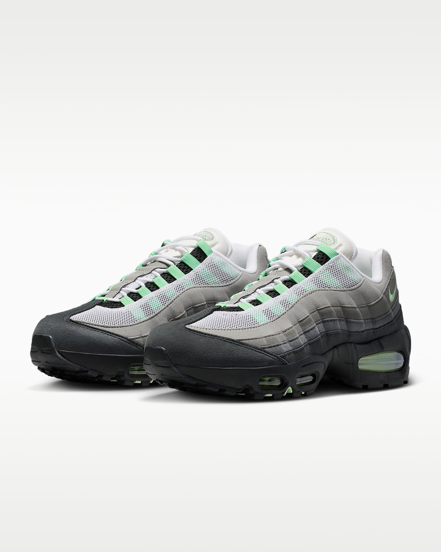 Nike Air Max 95 – Grey / Mint Green Mesh Athletic Sneakers