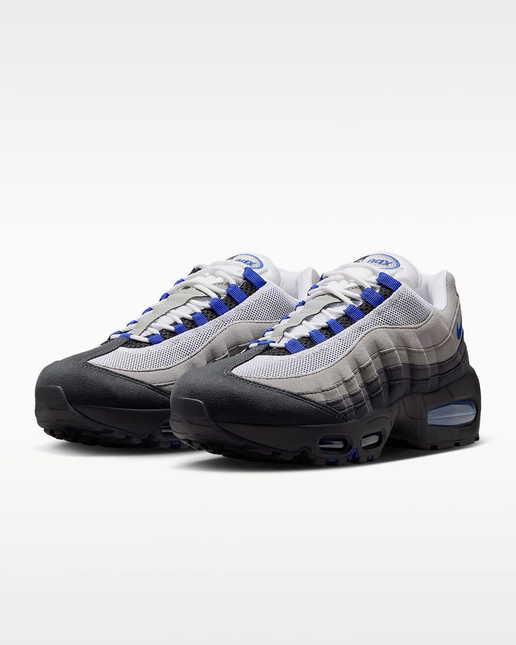 Nike Air Max 95 – Grey / Royal Blue Mesh Athletic Sneakers