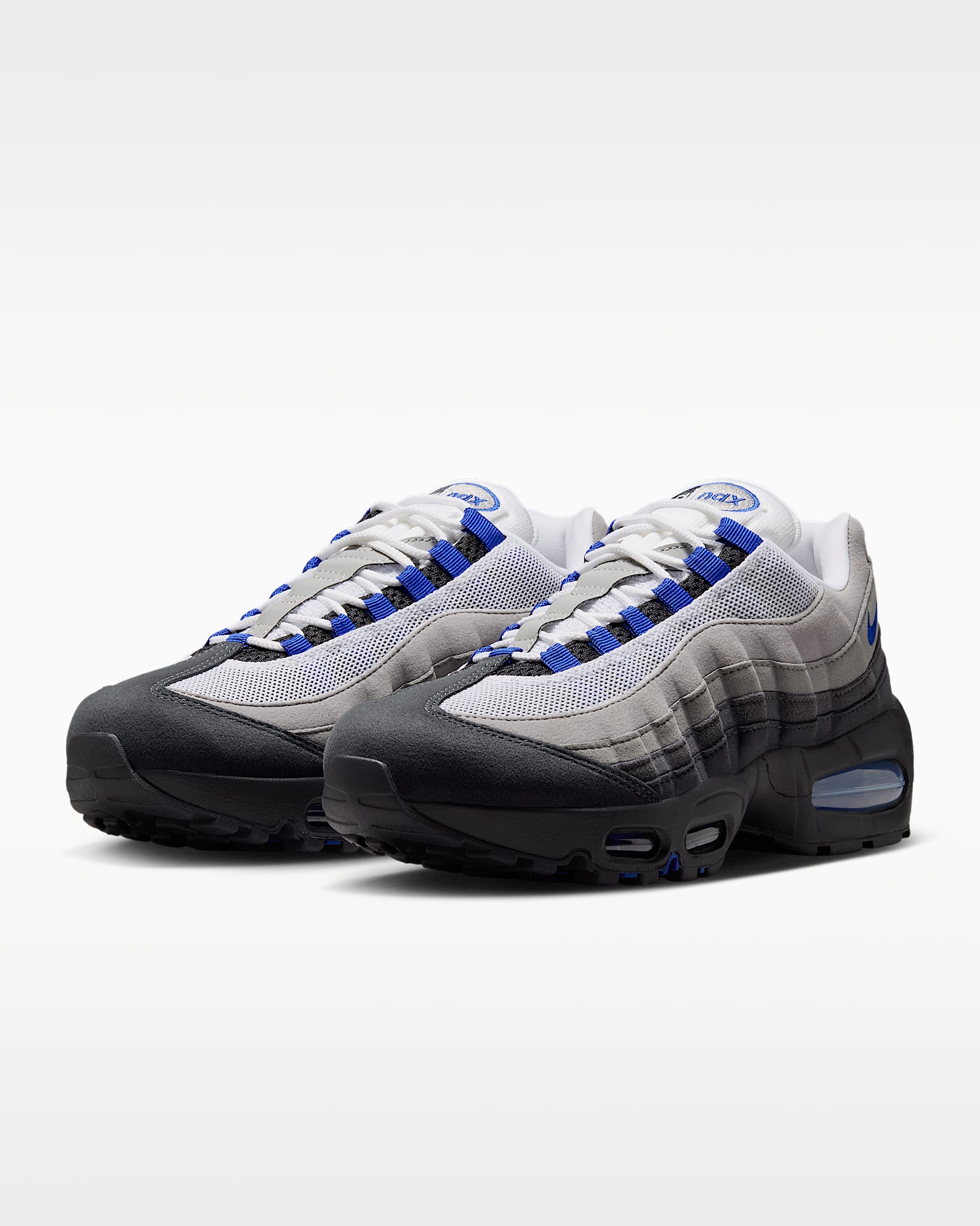 Nike Air Max 95 – Grey / Royal Blue Mesh Athletic Sneakers