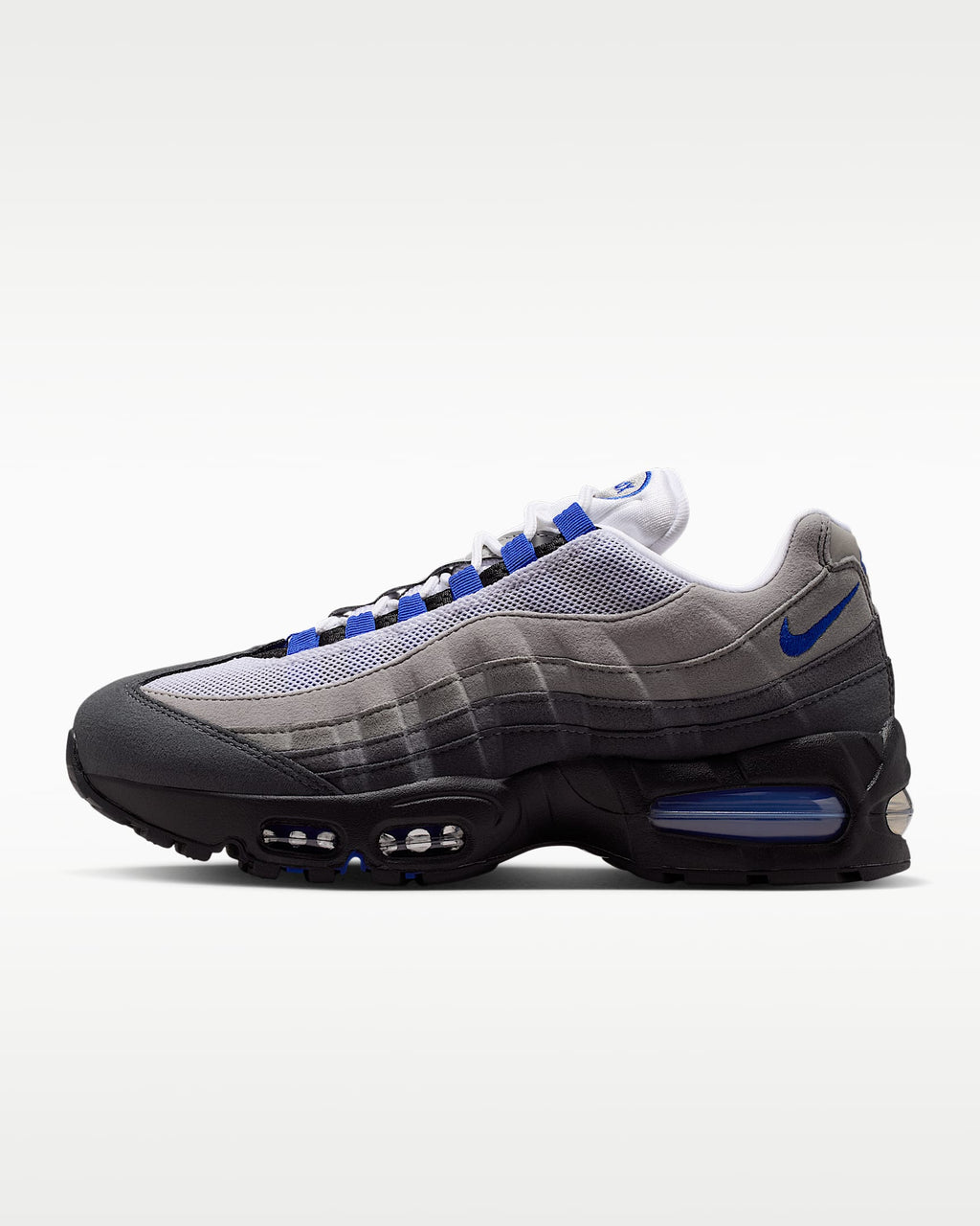 Nike Air Max 95 – Grey / Royal Blue Mesh Athletic Sneakers