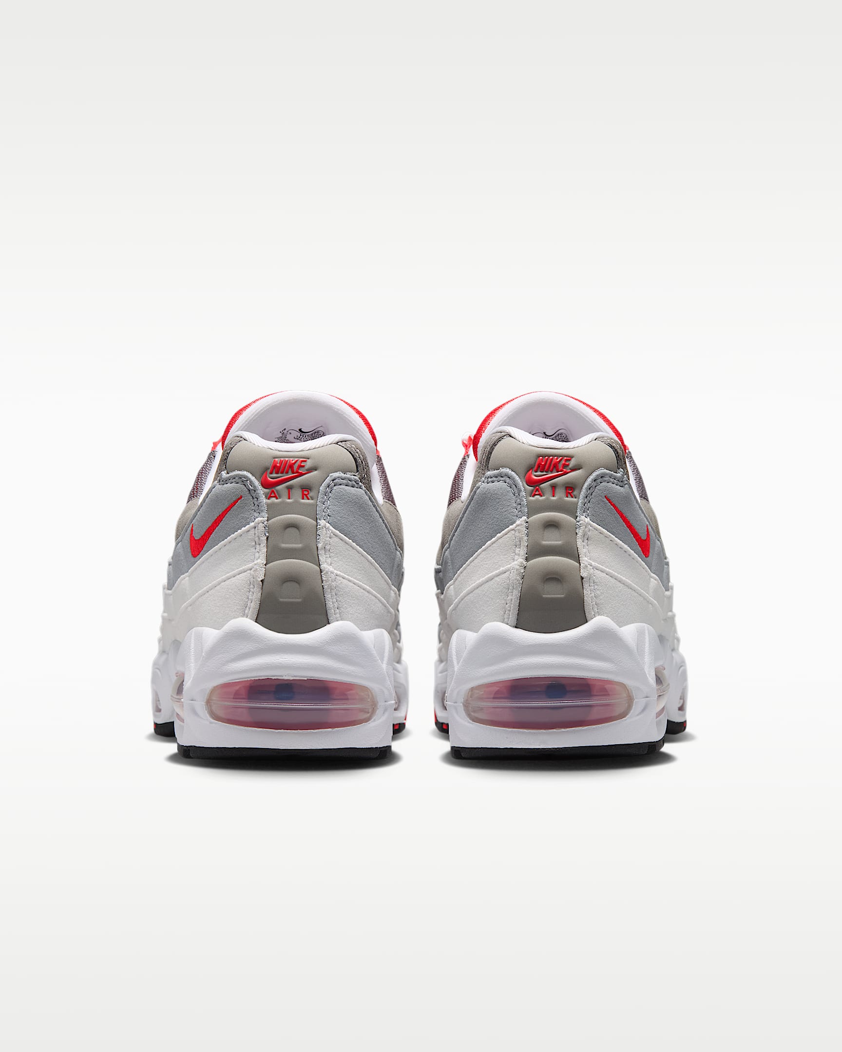 Nike Air Max 95 – White / Grey / Red Mesh Athletic Sneakers