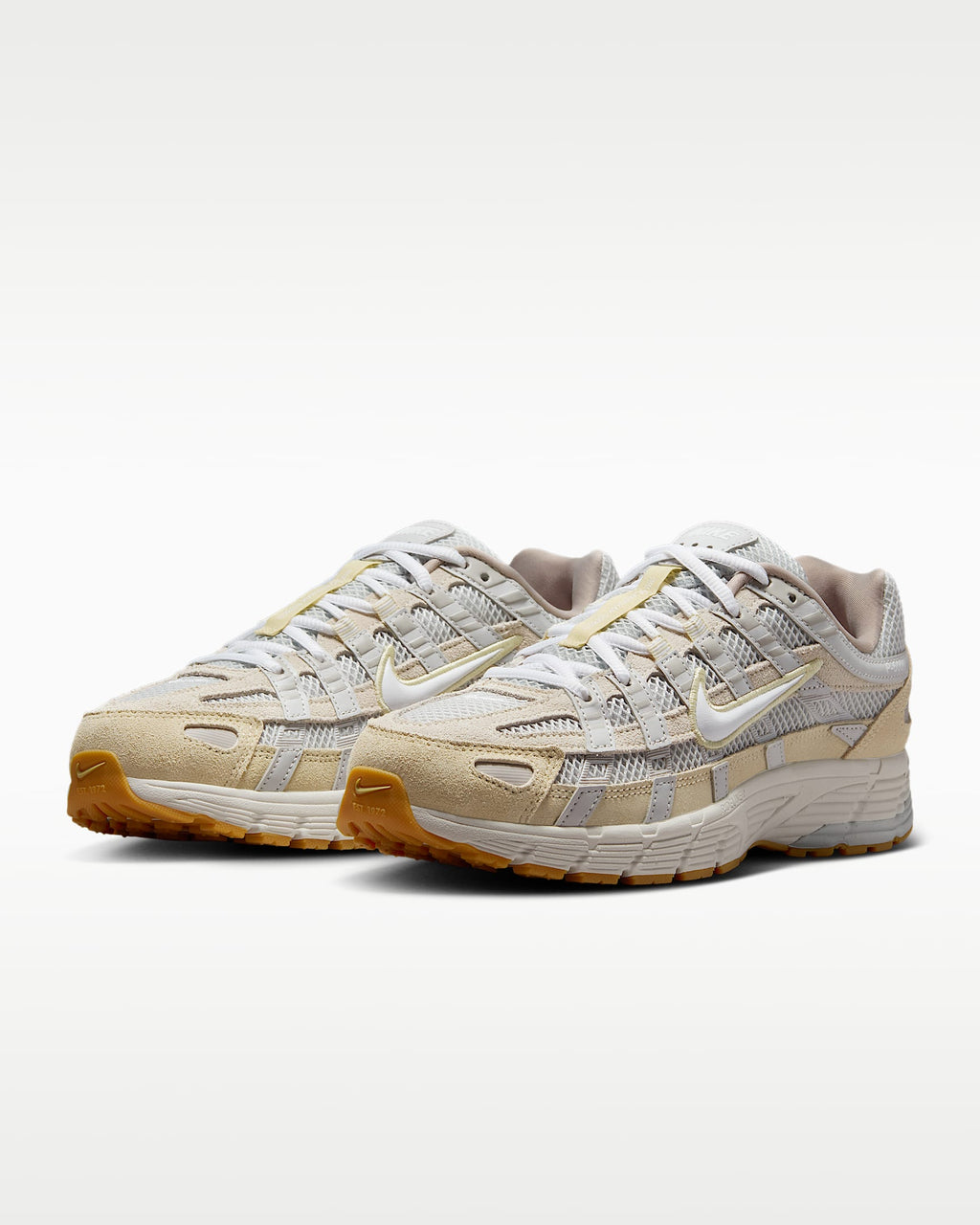 Nike P-6000 – Beige / Cream / Gum Suede Mesh Athletic Sneakers