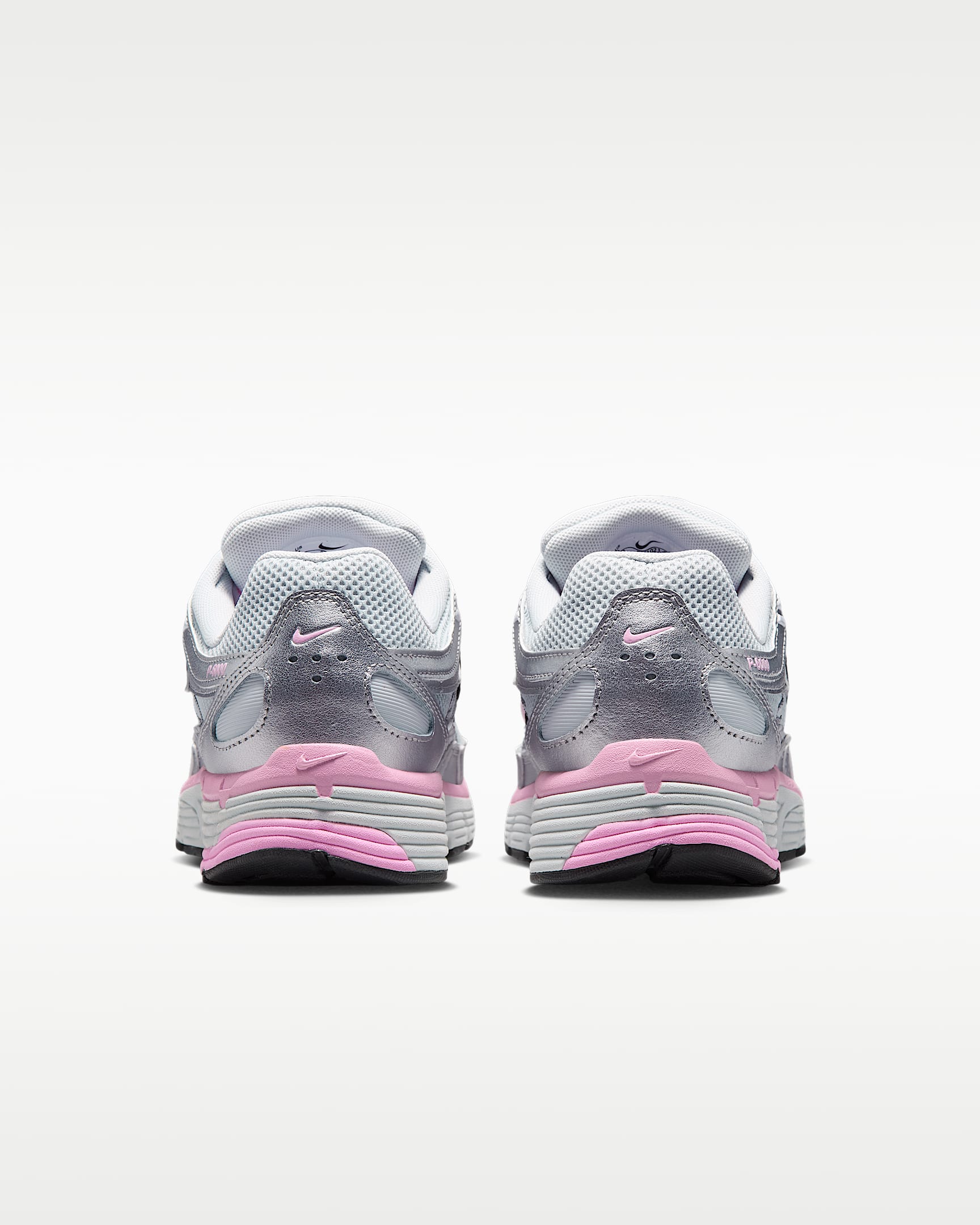 Nike P-6000 – Metallic Silver / Pink Mesh Athletic Sneakers