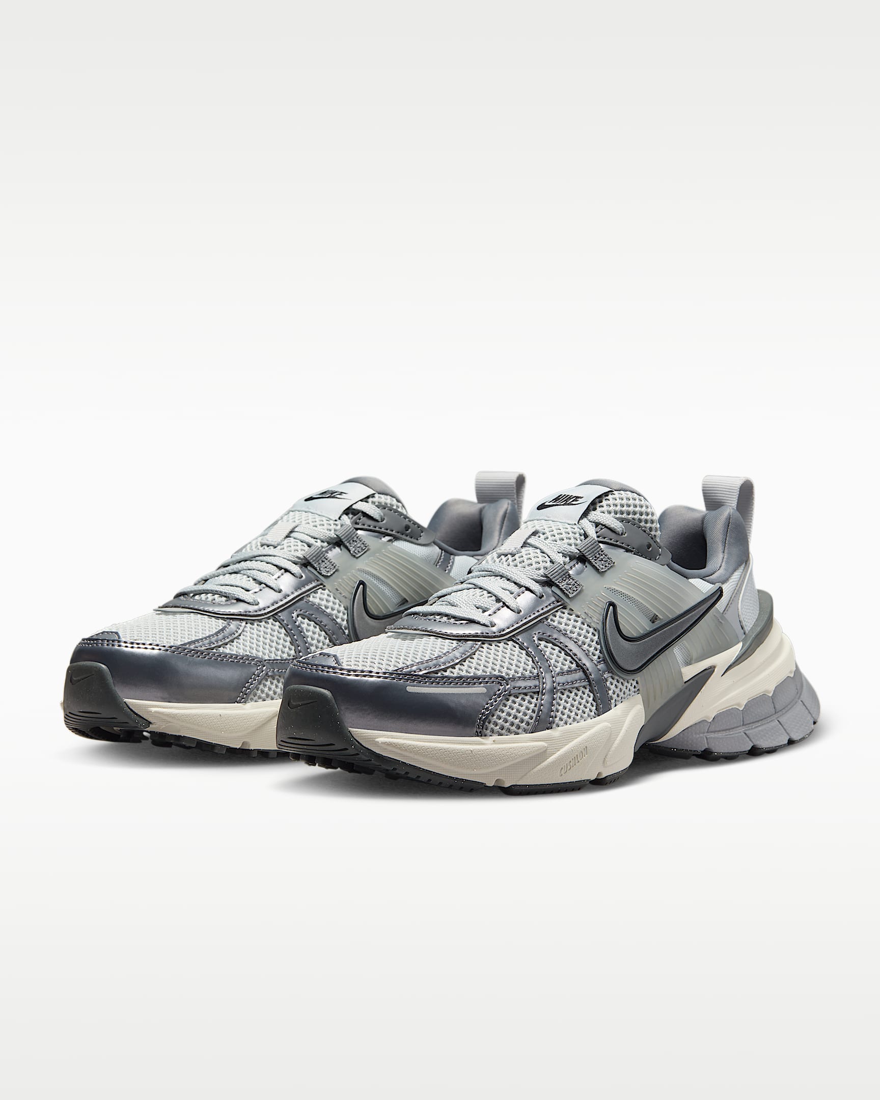 Nike V2K Run – Grey / Silver Mesh Athletic Sneakers